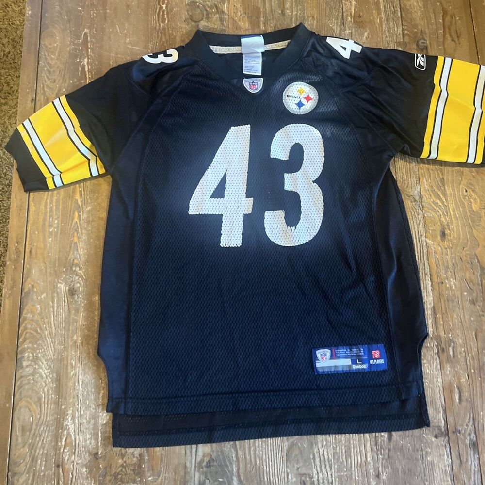 Reebok Pittsburgh Steelers Troy Polamalu #43 Jersey Youth L 14-16 NFL Black